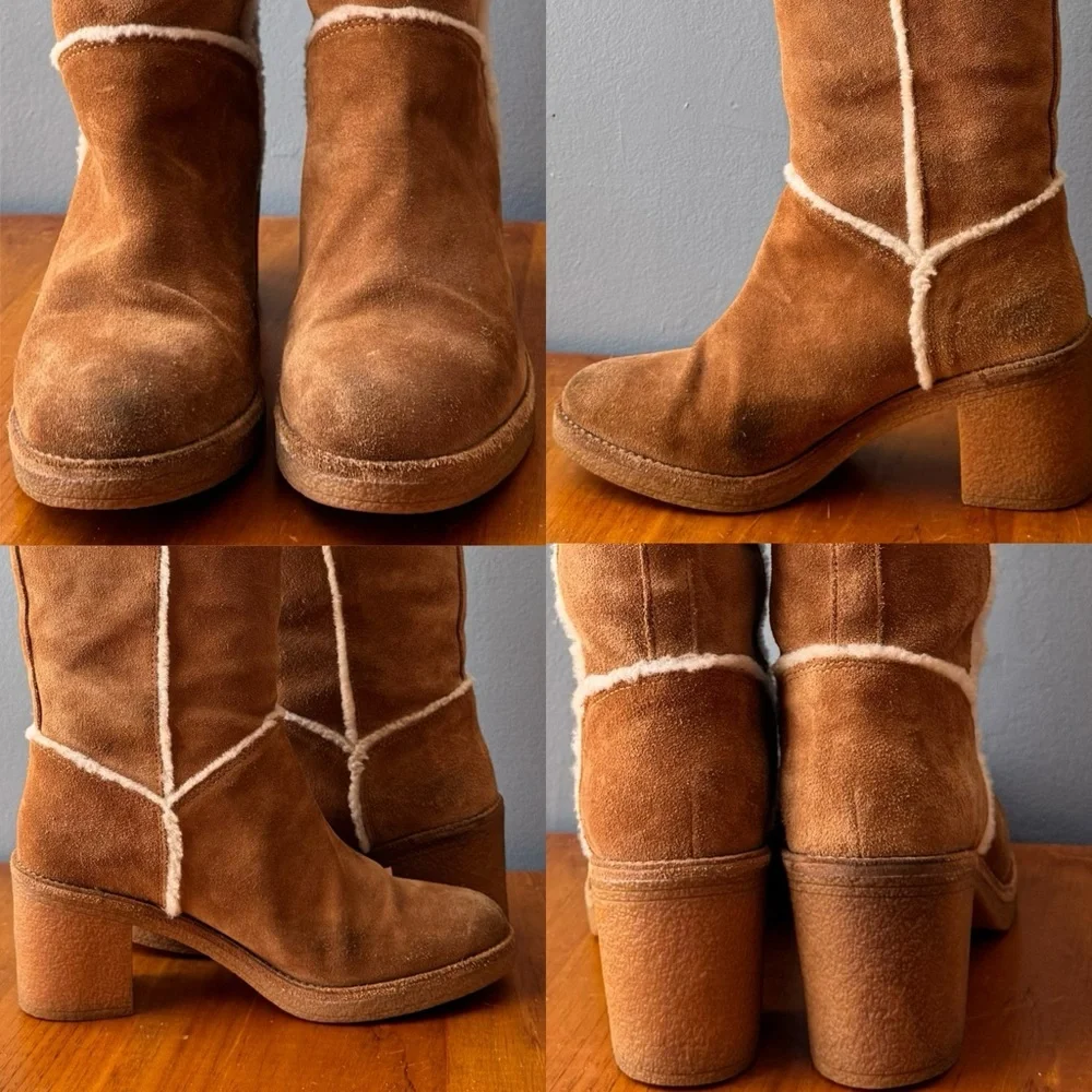 Ugg Kasen Chestnut Knee High Tall Heeled Boots Sz 8 block heel pull on - Picture 8 of 16